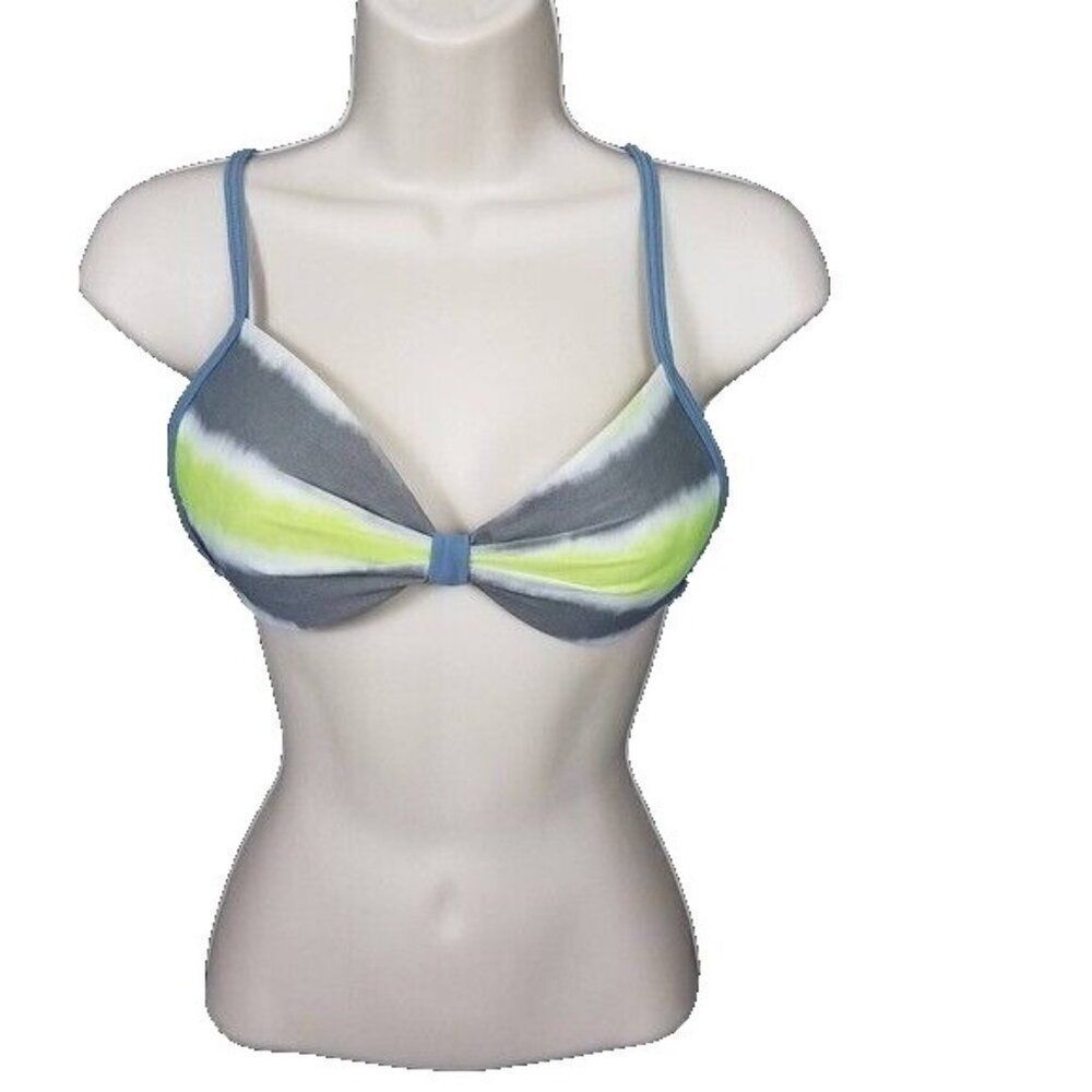 Gossip Medium Gray High Lighter Yellow Padded Bikini Top Swim Suit Top Only